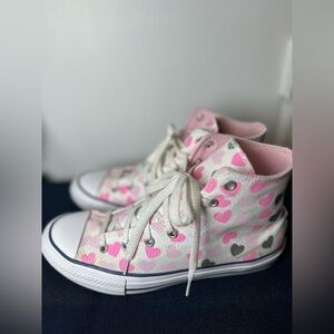 Converse | Chuck Taylor All Star | High Top Pink Heart Print Sneakers Women’s